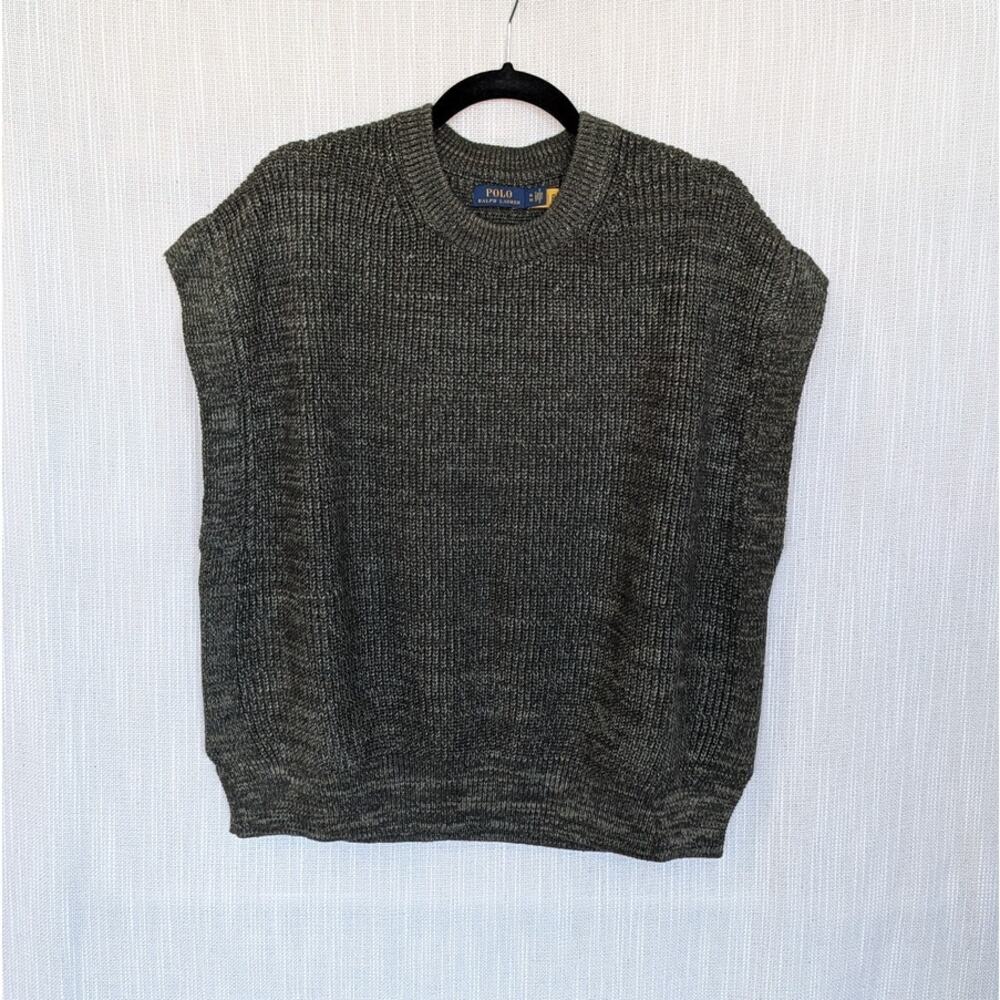 Polo Ralph Lauren Rib-Knit Dolman Sleeveless Jumper Vest Womens XL Green Wool - Picture 2 of 13